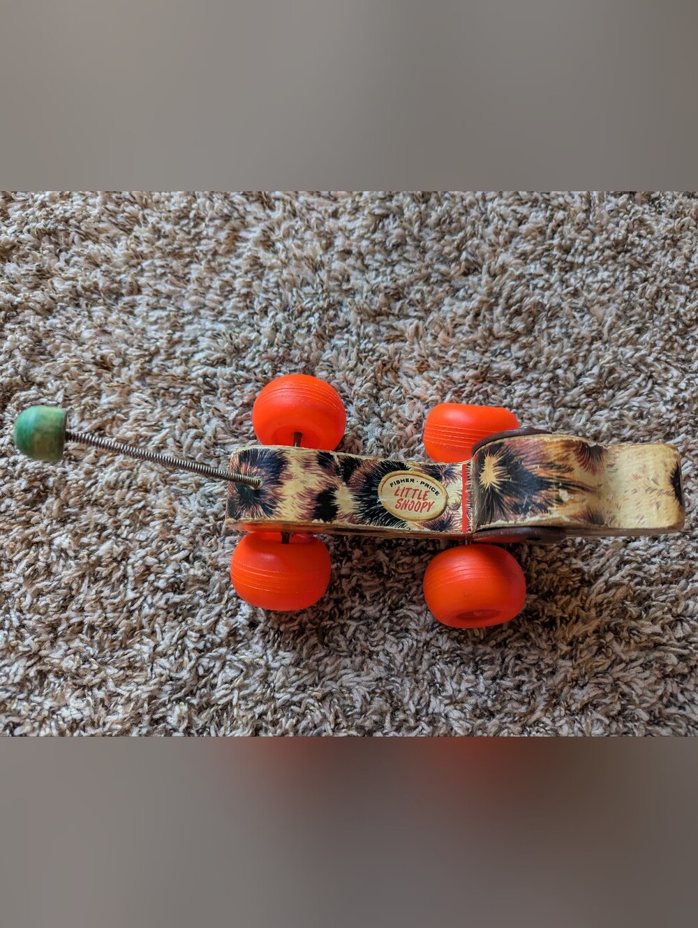 Fisher-Price Wooden Pull Dog Toy with Bright Orange Wheels (Pull String Missing) - Picture 4 of 7